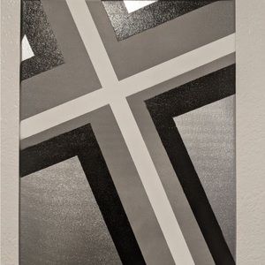 2 Black, Silver, Grey, & white Painted Canvases